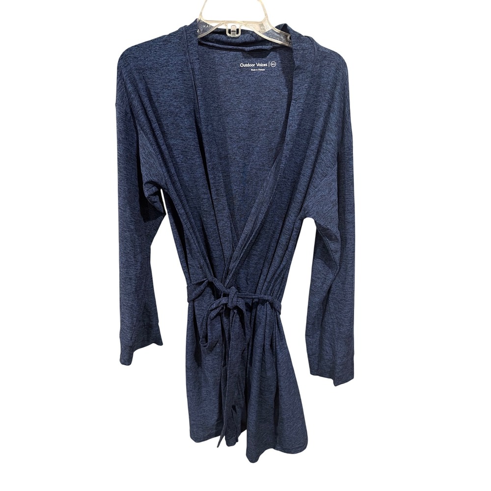 Outdoor Voices Robe Navy Heather CloudKnit Wrap Tie Waist Loungewear M/L